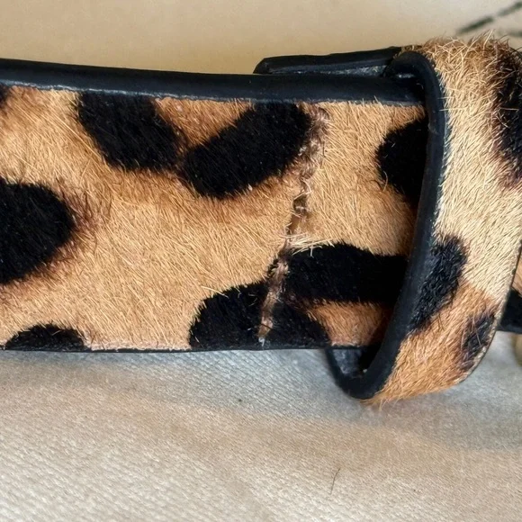 J. Crew Cowhide Belt Gold Buckle Leopard Print - Picture 7 of 8